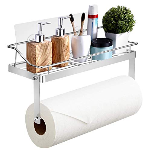 Cozywind Estantería del Baño Portarrollos de Cocina con Estante para Especias Autoadhesivo Soporte de Pared, Acero Inoxidable Cozywind Estantería del Baño Portarrollos de Cocina con Estante para Especias Autoadhesivo Soporte de Pared, Acero Inoxidable
