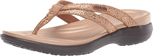 Crocs Capri Strappy Flip W, Zapatos de Playa y Piscina para Mujer, Marrón (Bronze/Espresso 80z), 38/39 EU