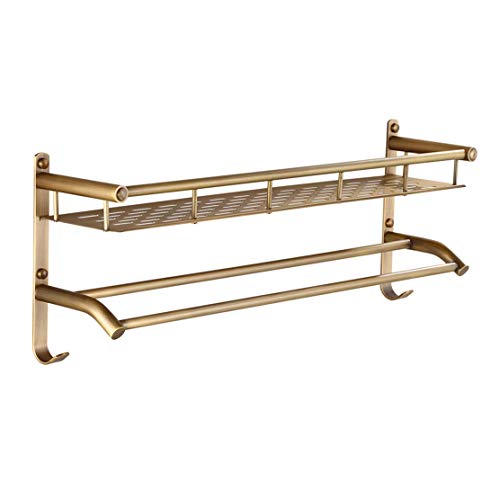 Cuarto de baño toalla barra de latón Estante de almacenamiento, de 2 pisos, estantes de baño, Urge la vendimia de pared Caja de almacenamiento, sostenedor de la toalla impermeable a prueba de herrumbr Cuarto de baño toalla barra de latón Estante de almacenamiento, de 2 pisos, estantes de baño, Urge la vendimia de pared Caja de almacenamiento, sostenedor de la toalla impermeable a prueba de herrumbr