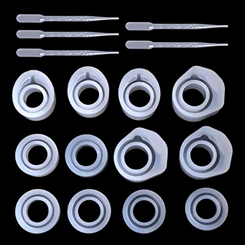CURT SHARIAH 1 Set Epoxy Resin Kit Silicone Mold Ring Molds 3 Sizes Dropper DIY Jewelry Rings Handmade Gifts Accessories