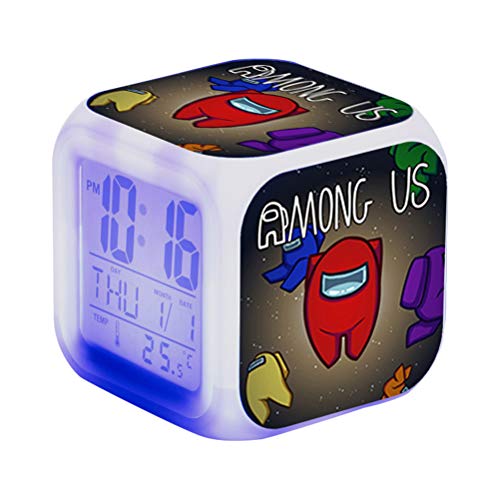 CZSMART Reloj despertador LED con figura de juego luminoso y colorido para niños, colorido reloj cuadrado que cambia de color, luz nocturna multicolor para niños y adultos