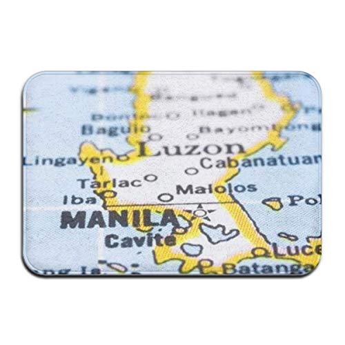 DaiMex Felpudo Alfombrilla Antideslizante Alfombra Antideslizante 40X60 cm Un Primer Plano de Manila en el Mapa, Capital de Filipinas