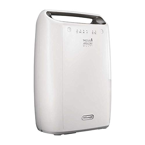 De'Longhi Tasciugo AriaDry Multi DEX214F Deshumidificador Multifunción, 14 L/d, Filtro Antipolvo y Antialérgenos, Función Secado de Ropa, Gas Ecológico, Drenaje Continuo, 290 W, 37 Db, Blanco y Gris