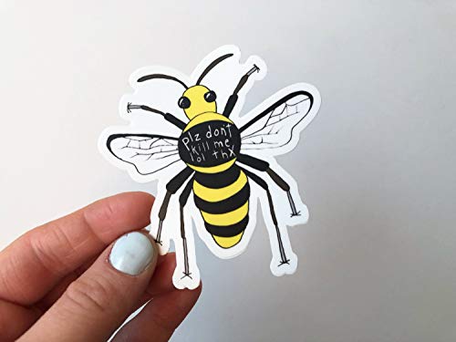 DKISEE 3 piezas por paquete de pegatinas de Save the Bees – Plz Don't Kill Me Lol Thx – Bumble Bee, pegatinas para ordenador portátil, abeja, pegatina de naturaleza, calcomanía de 10 cm
