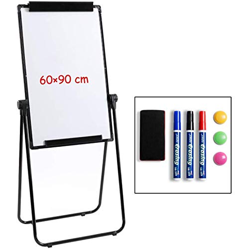 DOEWORKS 90cm x 60cm Soporte magnético de pizarra en forma de pizarra/caballete para rotafolio, doble lado del soporte Tablero blanco de caballete, altura ajustable y soporte en U plegable de la base DOEWORKS 90cm x 60cm Soporte magnético de pizarra en forma de pizarra/caballete para rotafolio, doble lado del soporte Tablero blanco de caballete, altura ajustable y soporte en U plegable de la base