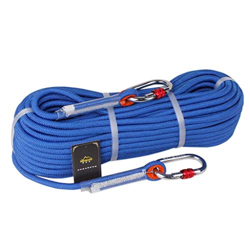 DROMEZ Cuerda de Escalada al Aire Libre/Cuerda de caída rápida/Cuerda estática/Cuerda de Rescate de Emergencia, Cuerda de Nailon de Alta Resistencia - Diámetro 9 mm, Azul (Tamaño: 90 m)