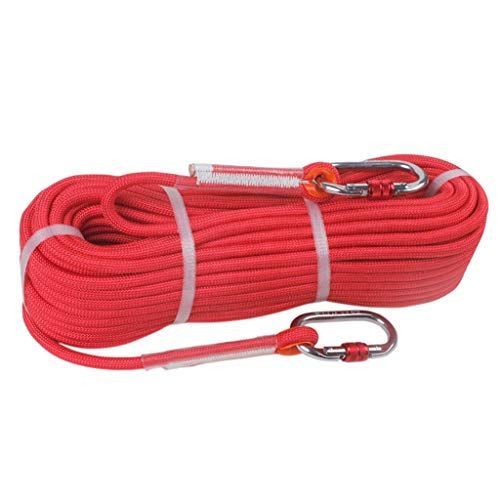 DROMEZ Cuerda de Escalada al Aire Libre/Cuerda de caída rápida/Cuerda estática/Cuerda de Rescate de Emergencia, Cuerda de Nailon de Alta Resistencia - Diámetro 9 mm, Rojo (Tamaño: 90 m)