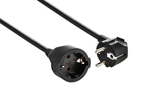 Electraline 900032 Prolongador toma Schuko, 3G1,5 mm², color negro, Cable 10 m