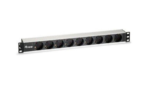 Equip 333292 - Alargador de Cables (9 Tomas, 250 V, 50/60 Hz, 16 A, 1.8 Metros), Plateado y Negro