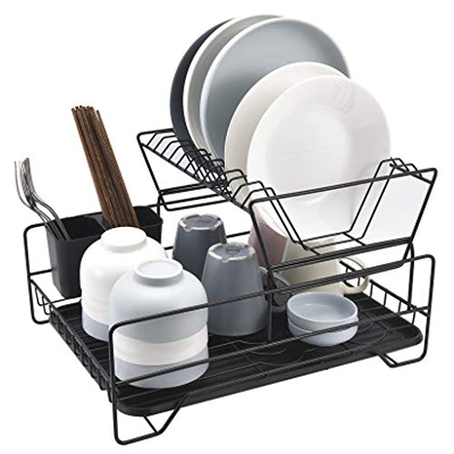 Escurridor De Cubiertos, Bandeja De Drenaje De Vajilla Extraíble De 2 Capas Con Bandeja De Goteo, Platos Organizadores De Cocina, Negro Escurridor De Cubiertos, Bandeja De Drenaje De Vajilla Extraíble De 2 Capas Con Bandeja De Goteo, Platos Organizadores De Cocina, Negro