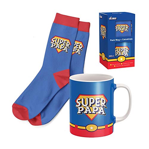EURASIA - Pack de Regalo Dia del Padre - Taza de Desayuno + Calcetines Originales - Ideal Para Sorprender a tus Seres Queridos (Dia del Padre)