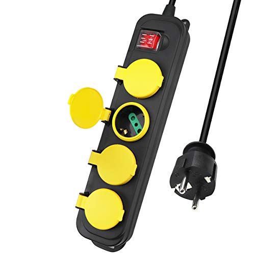 EXTRASTAR Regleta para exterior impermeable con 4 tomas de exterior, cable de 1,5 m con enchufe italiano de 16 A. EXTRASTAR Regleta para exterior impermeable con 4 tomas de exterior, cable de 1,5 m con enchufe italiano de 16 A.