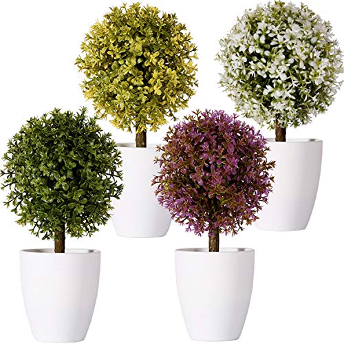 FagusHome 20cm Alto Plantas Artificiales en Maceta 4 Piezas árbol en Forma de Bola en Maceta boj Artificial plástico para decoración (A) FagusHome 20cm Alto Plantas Artificiales en Maceta 4 Piezas árbol en Forma de Bola en Maceta boj Artificial plástico para decoración (A)