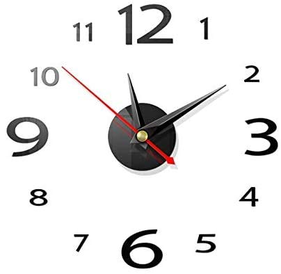 FANDE 2 Piezas Reloj de Pared 3D, DIY Reloj de Etiqueta de Pared Decoración 3D Silencioso DIY de Material Acrílico para Ministerio del Interior Decoraciones (Plata, Negra)