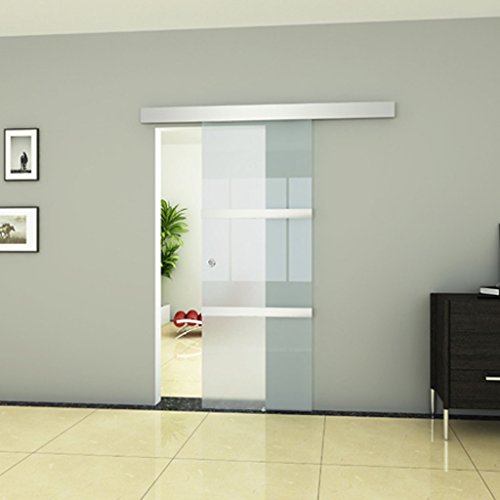 Festnight Puerta Corrediza - Material de Vidrio y Aluminio y Acero, 205x75 cm