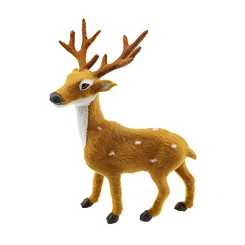 Garneck Escritorio Animal estatuilla Mesa de pie Reno Ornamento Navidad Realista Ciervo Estatua Regalo para Oficina en casa