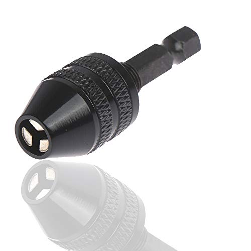 Gasea Portabrocas de 0.5-3 mm de Vástago Hexagonal Adaptador de Convertidor Varilla de 1/4" para Taladro Destornillador Eléctrico - Negro