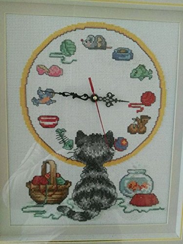 Gato y punto de cruz, SUZUKI reloj, DMC, 14ct 52 x 45 cm reloj kits de punto de cruz