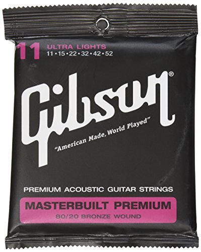 Gibson Masterbuilt Premium 80/20 Bronze Acoustic Guitar Strings 11-52 Ultra Lights