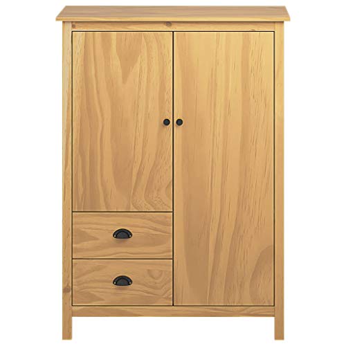 GOTOTOP Armario Guardarropa de Madera de Pino, Armario Ropero con 2 Puertas y 2 cajones, para Sala de Estar, Dormitorio, 99 x 45 x 137 cm, Marrón Miel