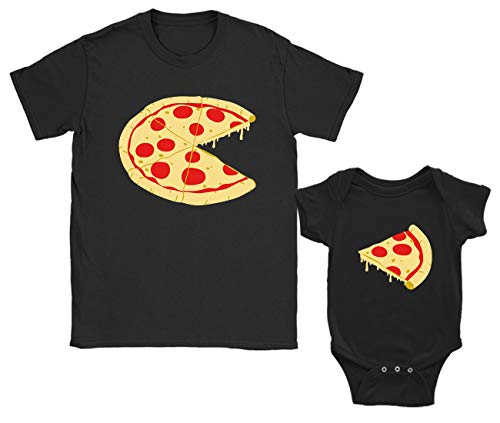 Green Turtle T-Shirts Regalos para Papas Primerizos, Ropa Papa Bebe - Camiseta Padre e Hijo Pizza Negro Large/Bebé Negro 9-12 Mes