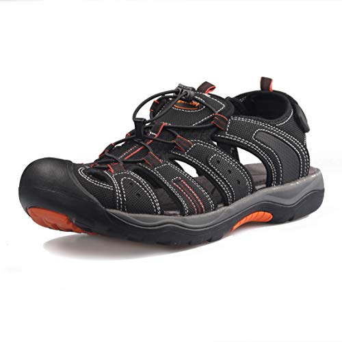 GRITION Sandalias Hombre Verano Piel, Punta Cerrada Sandalias Gladiador Correa Ajustable de Malla y PU para Deportes de Trekking (41EU BO) GRITION Sandalias Hombre Verano Piel, Punta Cerrada Sandalias Gladiador Correa Ajustable de Malla y PU para Deportes de Trekking (41EU BO)