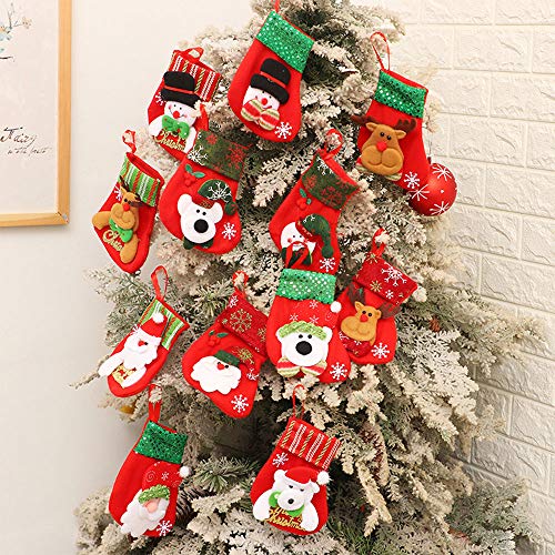 Gudotra 12pcs Medias Navidad Bolsa de Regalos para Calcetin de Navidad Decoraciones para Árbol de Navidad Envoltura Regalo Decoración Caramelos