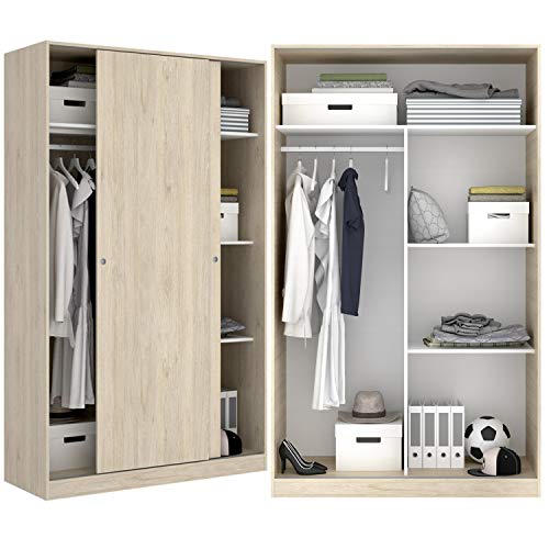 HABITMOBEL Armario Puertas correderas 120 cm de Ancho Alto 204cm Color Natural HABITMOBEL Armario Puertas correderas 120 cm de Ancho Alto 204cm Color Natural