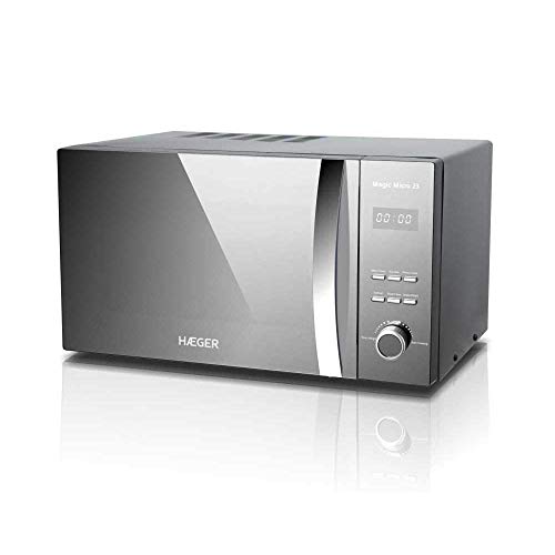 HAEGER MAGIC MICRO 26 - Microondas con 800W de potencia, capacidad de 26L - 5 niveles de potencia, función de descongelación, temporizador de 60 minutos, plato giratorio en vidrio de 27 cm