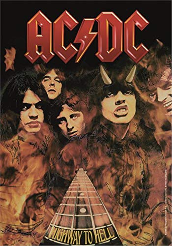 Heart Rock, Bandera Original AC/DC Highway to Hell, Tela, Multicolor, 110 x 75 x 0.1 cm
