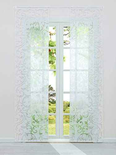 Heichkell - Cortinas correderas transparentes de voile, cortina corredera con riel y barras de contrapeso, 2 unidades, color blanco, 57 x 225 cm