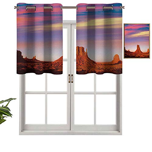 Hiiiman Paneles de cortina con ojales superiores Monument Valley West Manopla y Merrick Butte Sunset Utah Desert, juego de 1, 127 x 45 cm con aislamiento térmico para sala de estar