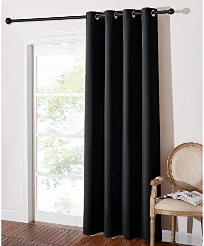 Home Trend Paris - Cortina opaca y aislante (1 panel de ventana con ojales, 140 x 260 cm), color negro