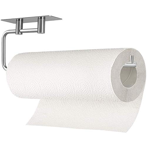 HONZUEN portarollos Cocina Pared Acero Inoxidable, Soporte Porta Papel Cocina Autoadhesivo Soportes de Pared Sin Taladrar Práctico Portarrollos Cocina para Papel de Cocina, Plateado