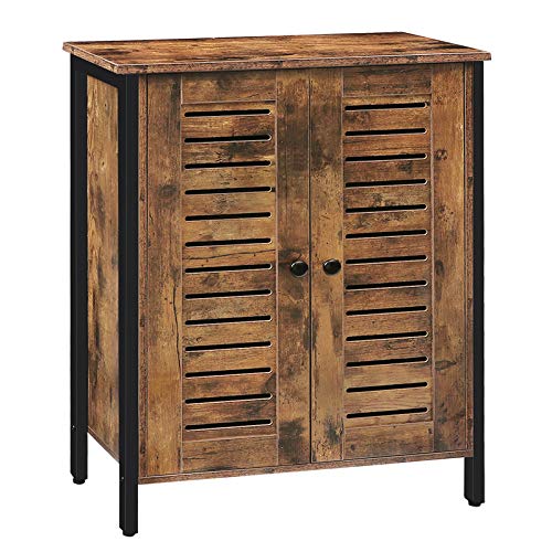 HOOBRO Armario Aparador, Armario de Almacenamiento con 2 Puertas de Lamas, Armario Auxiliar, Estilo Vintage, Robusto, Multifunción, para Sala de Estar, Vestíbulo, Dormitorio, Entrada EBF27CW01 HOOBRO Armario Aparador, Armario de Almacenamiento con 2 Puertas de Lamas, Armario Auxiliar, Estilo Vintage, Robusto, Multifunción, para Sala de Estar, Vestíbulo, Dormitorio, Entrada EBF27CW01