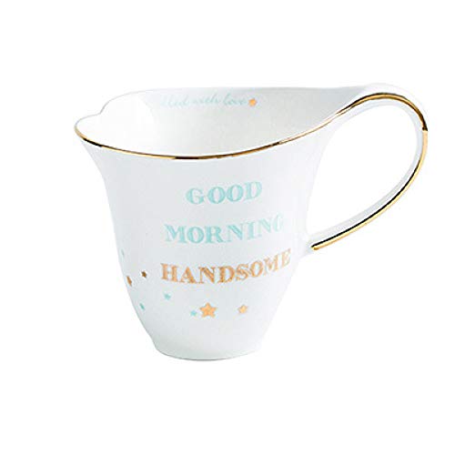 HRDZ Juego de Taza y Plato de café de cerámica Dorada 10.5cm x 14cm Taza Plato de Desayuno té de la Tarde Regalo Pareja Azul B