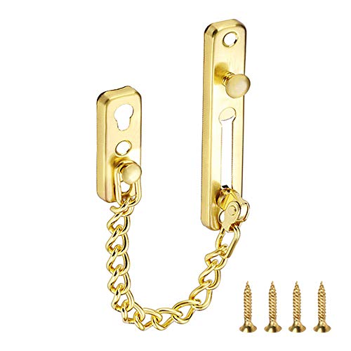 Huture Cadena de seguridad para puerta de acero inoxidable para oficina en casa, cadena de seguridad para puerta, hebilla de espesor, bloqueo de seguridad cerradura de puerta seguridad, oro