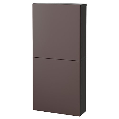 IKEA BESTA - Armario de pared con 2 puertas Negro-marrón / marrón oscuro valviken