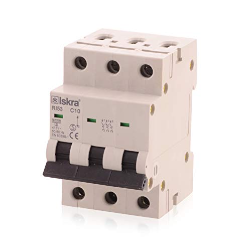 Interruptor de circuito MCB Eco-Line interruptor de circuito miniatura, 10A, tipo C, 3 polos, 400V, ofrecen una protección eficaz, 5 piezas