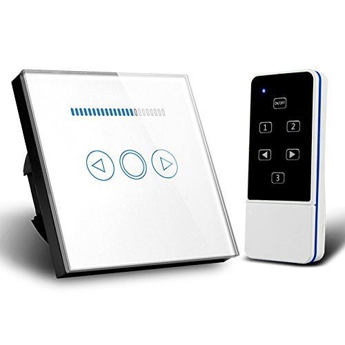Interruptor regulador de intensidad de cristal con mando a distancia inalámbrico, 500 W, color blanco Interruptor regulador de intensidad de cristal con mando a distancia inalámbrico, 500 W, color blanco