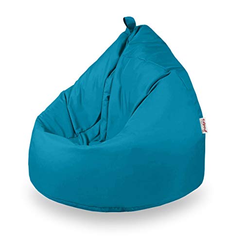 Italpouf - Puff Pera Impermeable Poliéster Infantil L 77 x 90 cm 200l con Funda Extraible Outdoor Exterior/Indoor Muy Resistente Moldeable con Relleno, 25 Colores (Azul)