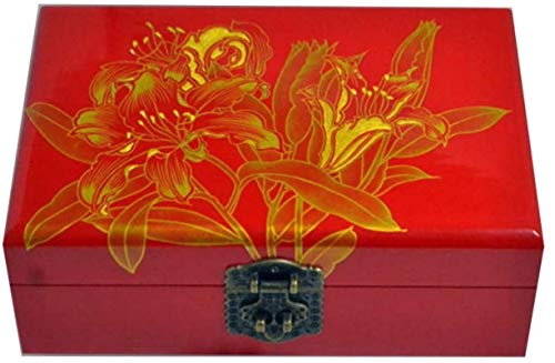 Jewelry Box for Women, Caja de joyería china, caja de almacenamiento pintado laca artesanía caja de joyería, madera lacada y espejo de madera duplicado joyería de joyería de langosta Trinket de tesoro Jewelry Box for Women, Caja de joyería china, caja de almacenamiento pintado laca artesanía caja de joyería, madera lacada y espejo de madera duplicado joyería de joyería de langosta Trinket de tesoro