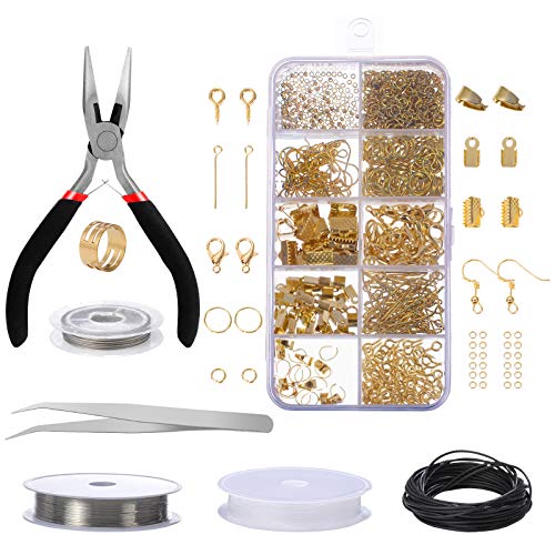 Jewelry Making Kit, Comius Sharp Joyería Herramientas de Reparación de Joyas para Hacer y Reparar Collares y Pulseras y Pendientes Accesorios (Gold)