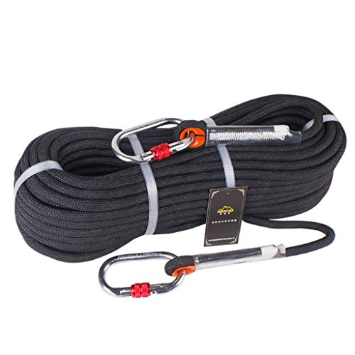 JF-XFTS Al Aire Libre Cuerda De Escalada/Cuerda De Descenso De Velocidad/Cuerda Estática/Cuerda De Rescate De Emergencia, De Alta Resistencia Cuerda De Nylon - 9 Mm De Diámetro, Negro (Size : 90m)