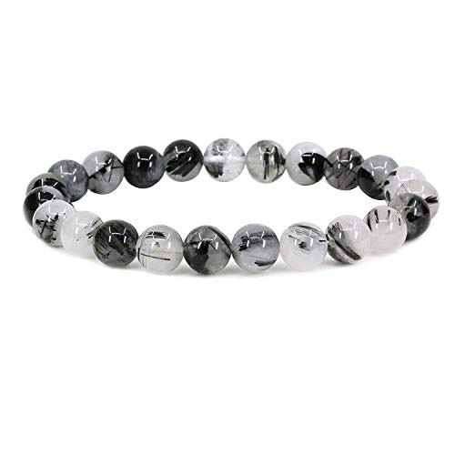 J.Fée Pulsera de Piedra Natural, Pulsera Mujer Elástica de Cuarzo Naturales Pulsera Hombre Curación de Cristal de Yoga Natural Real Regalo del Dia del Padre Día de la Madre Papá Marido Novio 8mm