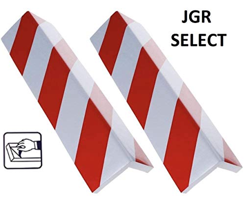 JGR SELECT 2 Unidades Protector Garaje Esquina Paragolpes Para Puerta de Coche Adhesivo - Para Columnas, Parking, Garaje – 40 * 15 cm – Rojo y Blanco