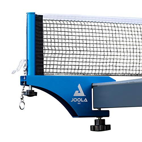 JOOLA WX - Juego de Postes de Tenis de Mesa de Aluminio de Grado Profesional para Interiores y Exteriores, configuración rápida, Red de Mezcla de algodón Reforzada, anodizado Azul, 182,88 cm