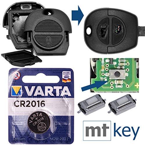 Juego de reparación de llaves de coche con 2 botones + botón + batería compatible con Nissan Almera Micra II Primera X-Trail Juego de reparación de llaves de coche con 2 botones + botón + batería compatible con Nissan Almera Micra II Primera X-Trail
