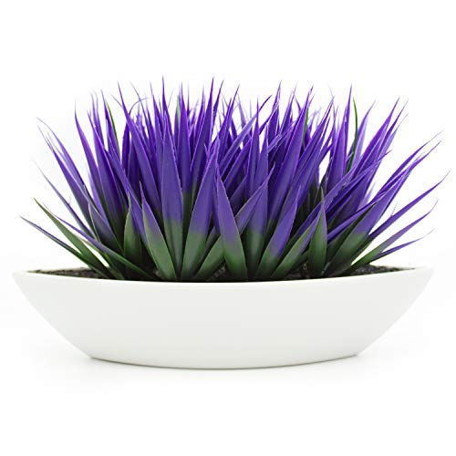 KELZIA Planta Artificial Decorativa-1 Maceta con Decoraciones de Plantas Falsas-Escritorio de Oficina, Mesa, Ventanas, Repisas, Chimenea, Estanteria - Regalo de Decoración (Morado)