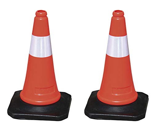 Kit de 2 Conos naranjas de señalizacion para tráfico o obras. Base de caucho y cuerpo plástico 50 cm. Reflectante